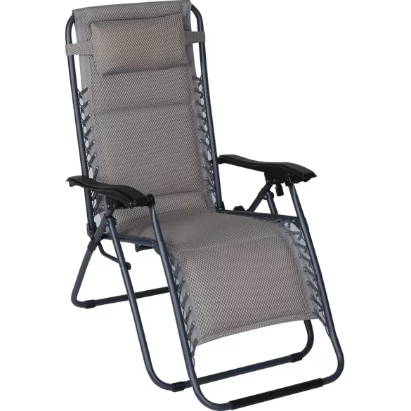 Napozóágy, ST Leisure Equipment Carolina, 160 x 60 x 110 cm, szürke, állítható pozícióval, fémvázas kialakítás, légáteresztő hálós fekvőfelülettel