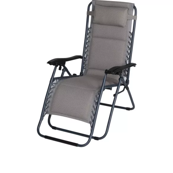 Napozóágy, ST Leisure Equipment Carolina, 160 x 60 x 110 cm, szürke, állítható pozícióval, fémvázas kialakítás, légáteresztő hálós fekvőfelülettel