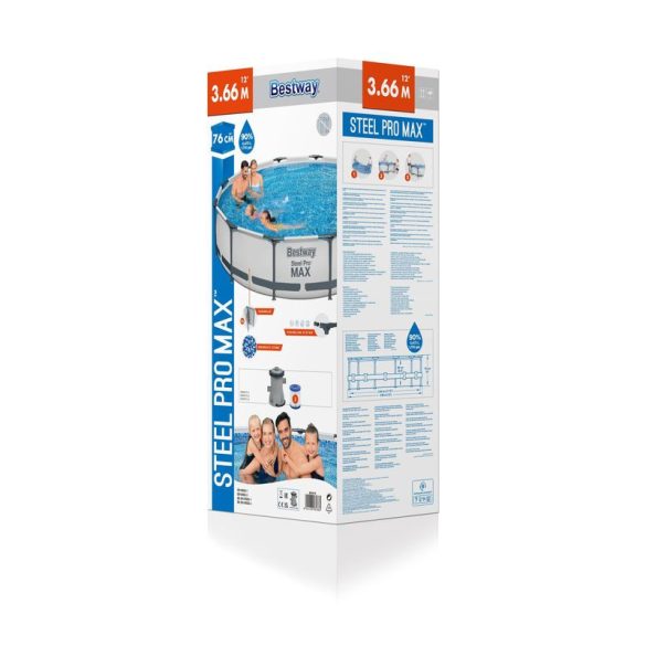 Bestway® Steel Pro MAX medence, 56416, szűrő, szivattyú, 3,66 x 0,76 m