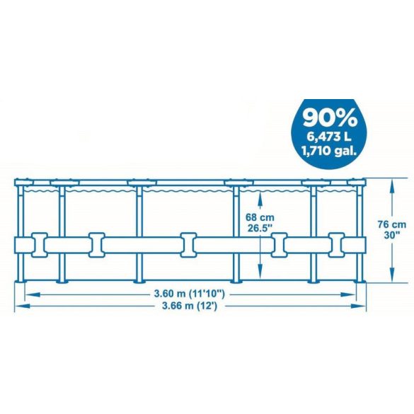 Bestway® Steel Pro MAX medence, 56416, szűrő, szivattyú, 3,66 x 0,76 m
