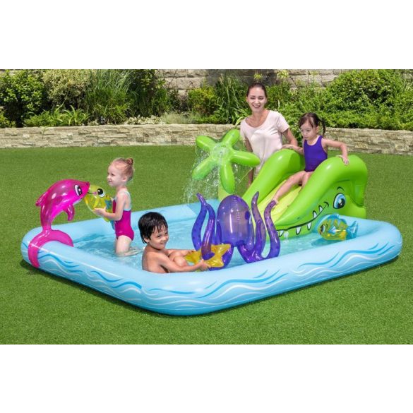 BESTWAY, 53052, Fantastic Aquarium, felfújható kis gyermekmedence, 2,39 x 2,06 x 0,86 m