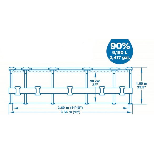 Bestway Steel Pro Max Rattan 3,66 m x 100 cm medence szett (56709)