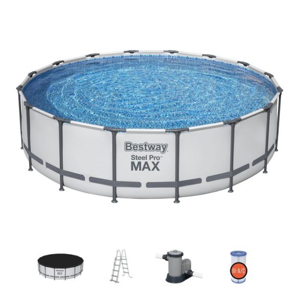 Bestway® Steel Pro MAX medence, 5612Z, szűrő, szivattyú, létra, ponyva, 4,88 x 1,22 m