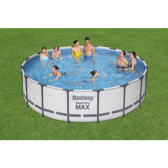 Bestway® Steel Pro MAX medence, 5612Z, szűrő, szivattyú, létra, ponyva, 4,88 x 1,22 m