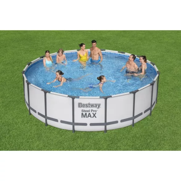 BESTWAY Steel Pro Max csővázas medence szett, 488 x 122 cm, papírszűrős, létrával, takaróponyvával (5612Z)