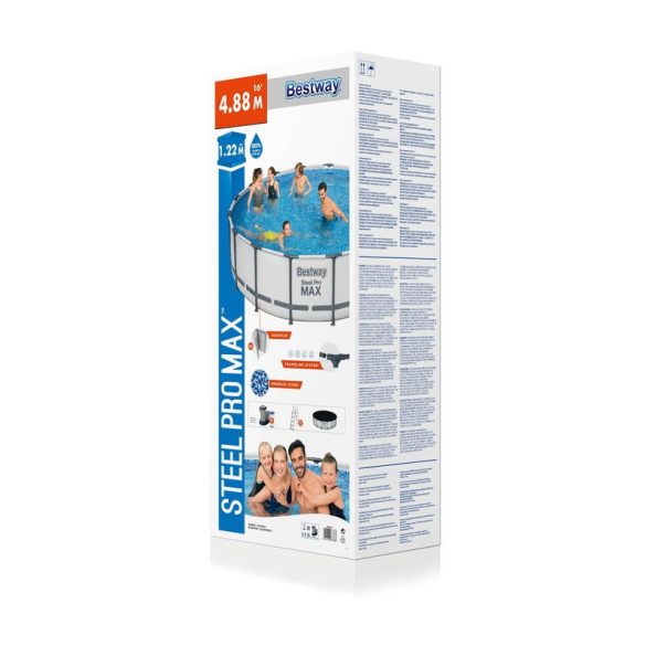 Bestway® Steel Pro MAX medence, 5612Z, szűrő, szivattyú, létra, ponyva, 4,88 x 1,22 m