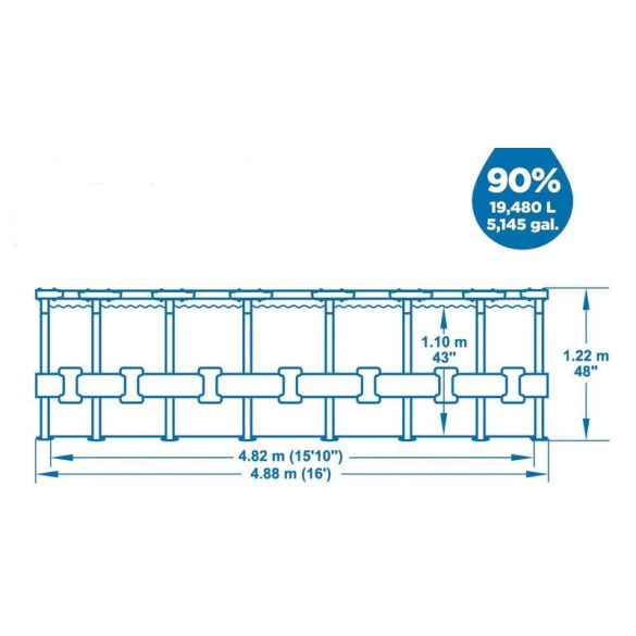 Bestway® Steel Pro MAX medence, 5612Z, szűrő, szivattyú, létra, ponyva, 4,88 x 1,22 m