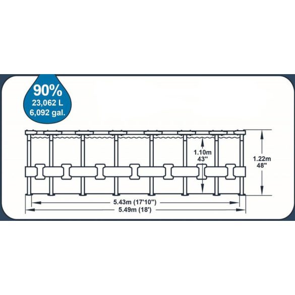 Bestway® Power Steel™ medence, Vista sorozat, 56977, szűrő, szivattyú, létra, ponyva, ChemConnect™ a