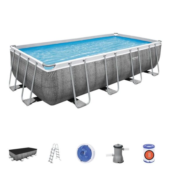 BESTWAY Power Steel téglalap alakú medence szett, 488 x 244 x 122 cm (56996)