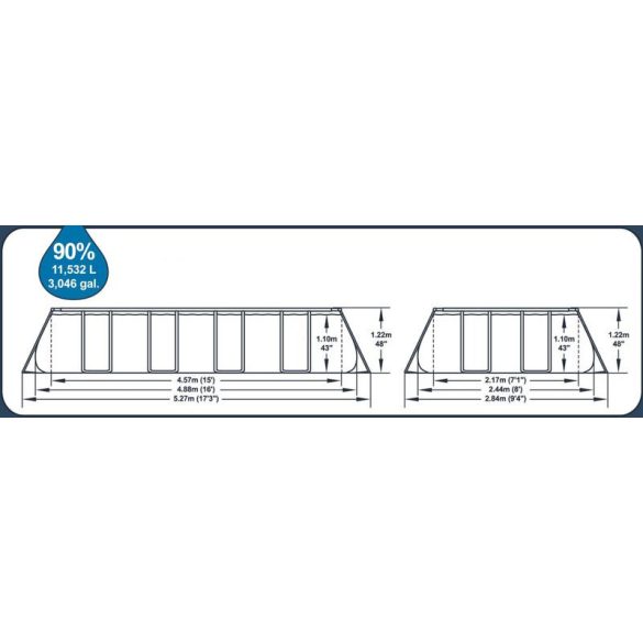 BESTWAY Power Steel téglalap alakú medence szett, 488 x 244 x 122 cm (56996)