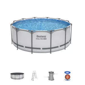 BESTWAY Steel Pro Max csővázas medence szett, 366 x 122 cm, papírszűrős, létrával, takaróponyvával (56420)