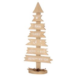   MagicHome Woodeco karácsonyi dekoráció, karácsonyfa tábla, 17x 40 cm