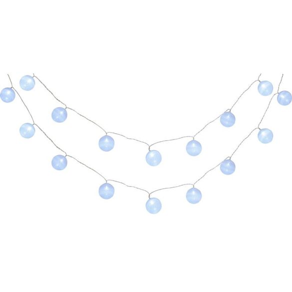 LED fényfüzér, MagicHome Vianoce Cottonball, 3 m, 16 db LED, hidegfehér, IP20, 230 V adapterrel