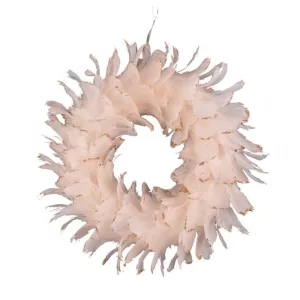 MagicHome karácsonyi koszorú, pelyhes, rózsaszín, felfüggeszthető, 35 cm