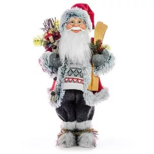 MagicHome karácsonyi dekoráció, Mikulás sítalppal és fával, 60 cm