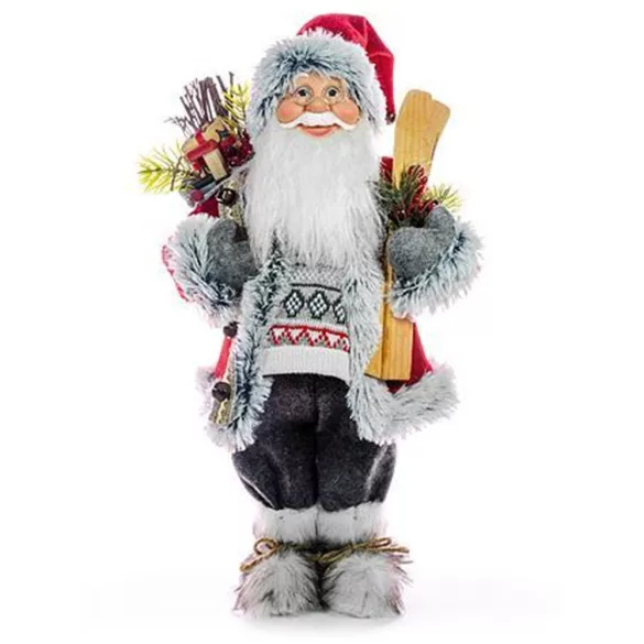 MagicHome karácsonyi dekoráció, Mikulás sítalppal és fával, 60 cm