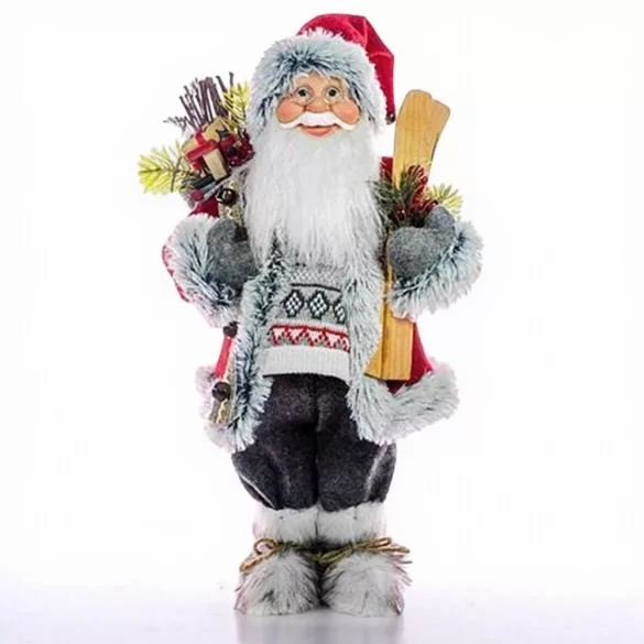 MagicHome karácsonyi dekoráció, Mikulás sítalppal és fával, 60 cm