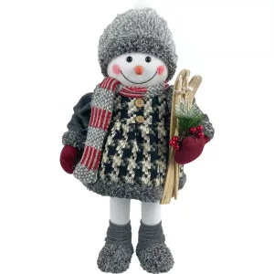 MagicHome karácsonyi dekoráció, hóemberlány sítalppal, 50 cm