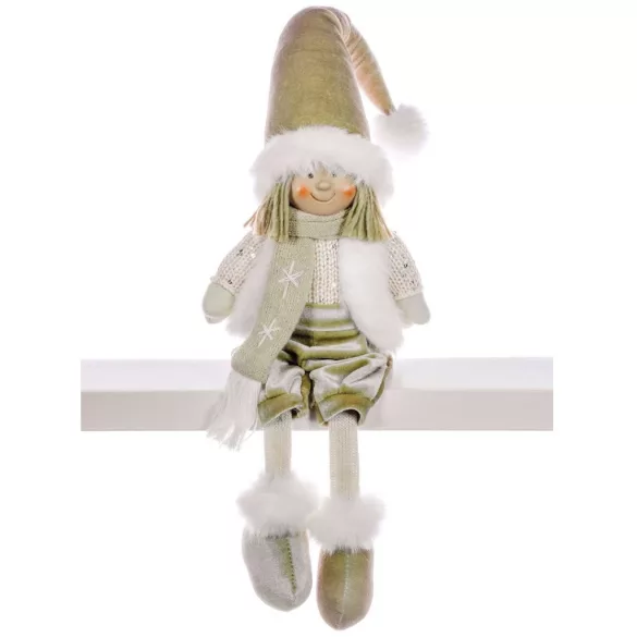MagicHome karácsonyi dekoráció, aranyba öltözött kisfiú, 33 cm