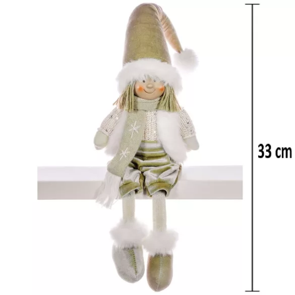 MagicHome karácsonyi dekoráció, aranyba öltözött kisfiú, 33 cm