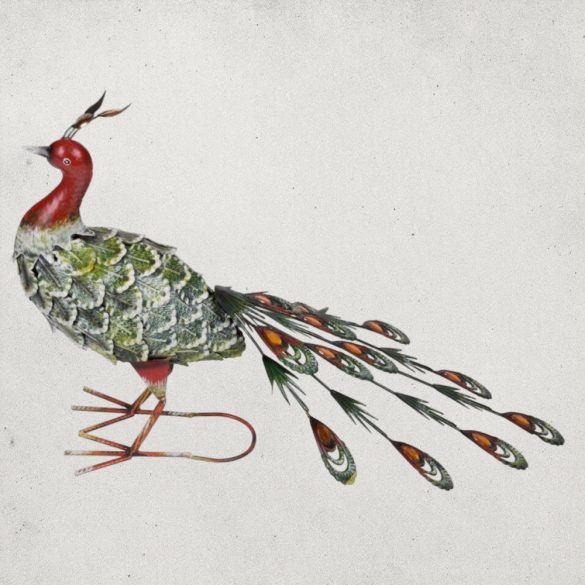 Kerti dekoráció, MagicHome Mecco, páva, zöld, 62 x 23 x 43 cm, fém