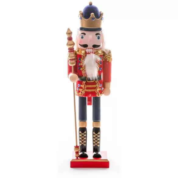MagicHome karácsonyi dekoráció, diótörő koronával, fa, 38 cm, natúr