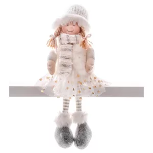 MagicHome karácsonyi dekoráció, kislány pöttyös szoknyában, 33 cm