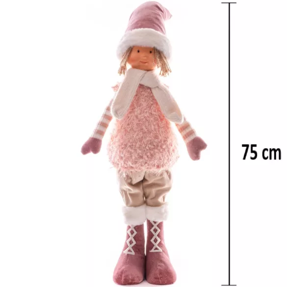MagicHome karácsonyi dekoráció, fiú, rózsaszín, 75 cm