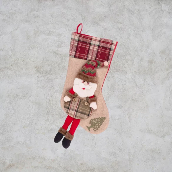 MagicHome karácsonyi dekoráció, Mikulás zokni, 50 cm