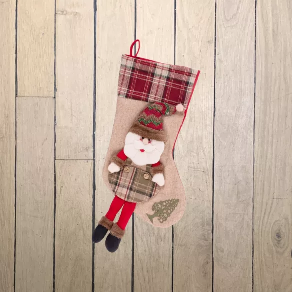 MagicHome karácsonyi dekoráció, Mikulás zokni, 50 cm