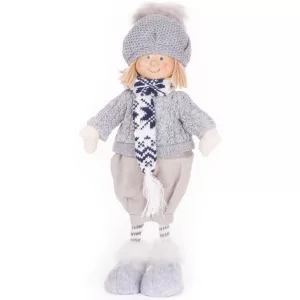 MagicHome karácsonyi dekoráció, fiú kék sállal, 38 cm