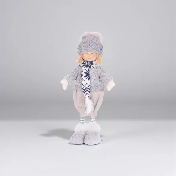 MagicHome karácsonyi dekoráció, fiú kék sállal, 38 cm