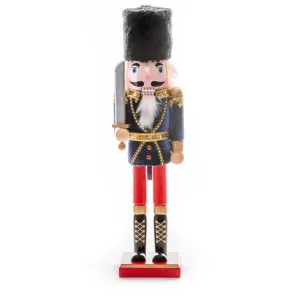 MagicHome karácsonyi dekoráció, diótörő szőrmesapkában, fa, 38 cm, natúr