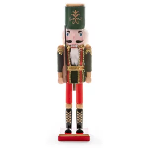 MagicHome karácsonyi dekoráció, diótörő sapkában, fa, 38 cm, natúr