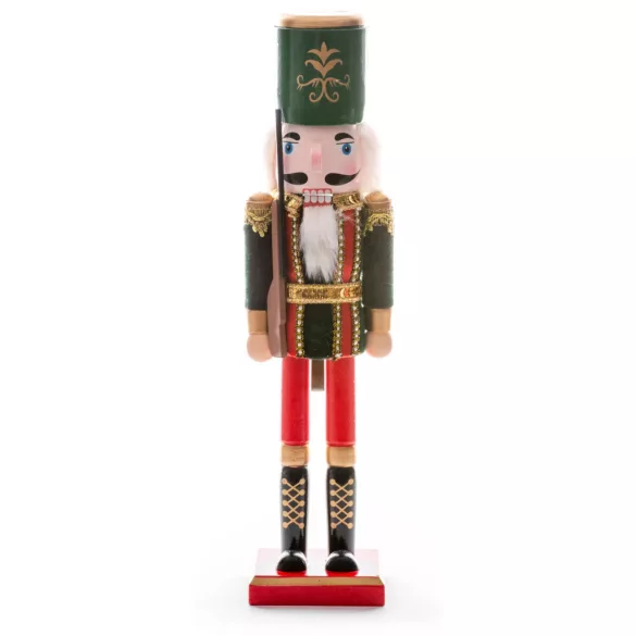 MagicHome karácsonyi dekoráció, diótörő sapkában, fa, 38 cm, natúr