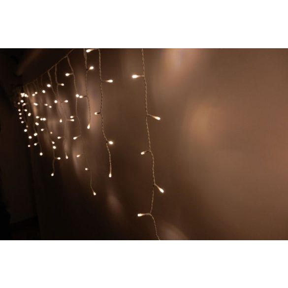Fényfüggöny, MagicHome Vianoce, Jégcsap, 12 m, 480 LED, 50 cm lecsüngés, melegfehér, kültéri, egyszerű világítás, időzítő, 230 V, 50 Hz, fehér kábel
