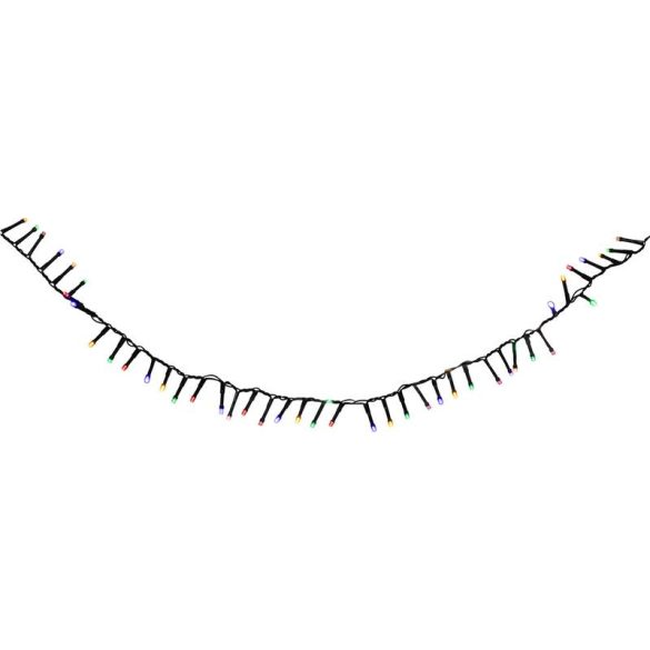 LED fényfüzér, MagicHome Vianoce Errai, 14 m, sokszínű, 560 LED, 8 fényprogram memóriával, IP44, kültéri, 230 V adapterrel, zöld kábel, 3 m tápkábel