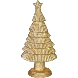   Műfenyő, MagicHome, polirezin, 31 cm, csillámos felület, LED fényfüzérrel, beltéri használatra