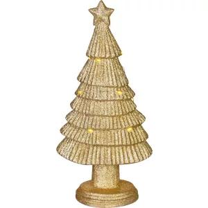 Műfenyő, MagicHome, polirezin, 31 cm, csillámos felület, LED fényfüzérrel, beltéri használatra