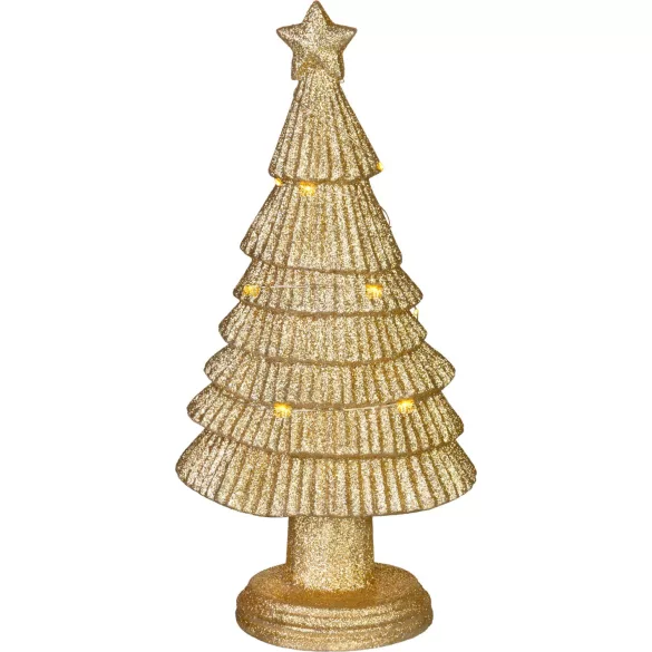 Műfenyő, MagicHome, polirezin, 31 cm, csillámos felület, LED fényfüzérrel, beltéri használatra