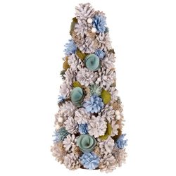  MagicHome műfenyő, feldíszített, natúr, kék, 40 cm