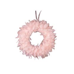   MagicHome karácsonyi koszorú, pelyhes, rózsaszín, felfüggeszthető, 35 cm