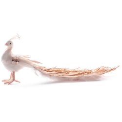   MagicHome karácsonyi dekoráció, páva, pelyhes, arany, 34 x 12 x 15 cm