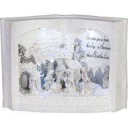  MagicHome karácsonyi dekoráció, Betlehem könyvben, 3 melegfehér LED, 27,5 x 12 x 19 cm