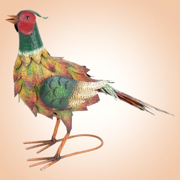 Kerti dekoráció, MagicHome Mecco, fácán, zöld, 54,5 x 16,5 x 39,5 cm, fém