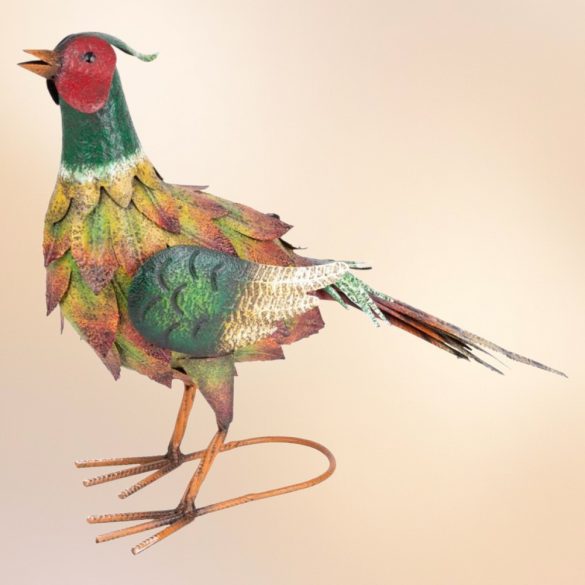 Kerti dekoráció, MagicHome Mecco, fácán, zöld, 54,5 x 16,5 x 39,5 cm, fém