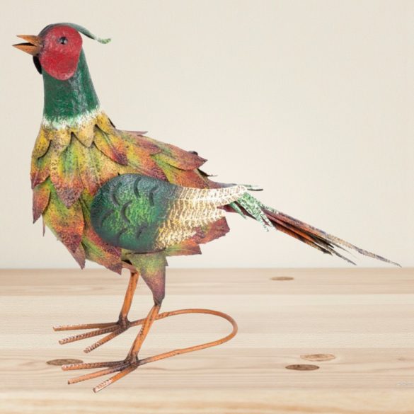 Kerti dekoráció, MagicHome Mecco, fácán, zöld, 54,5 x 16,5 x 39,5 cm, fém