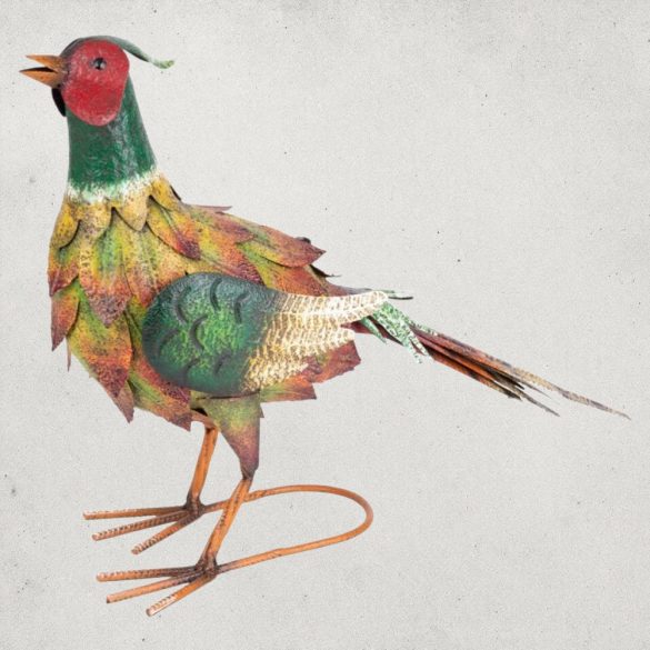 Kerti dekoráció, MagicHome Mecco, fácán, zöld, 54,5 x 16,5 x 39,5 cm, fém