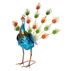   Kerti dekoráció, MagicHome Mecco, Páva, kék, 49 x 35,5 x 53 cm, fém