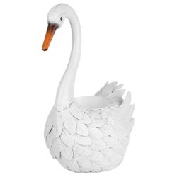   Kerti dekoráció, MagicHome Mecco, lúd, fehér, 35 x 18 x 43 cm, fém, egyben virágtartó is